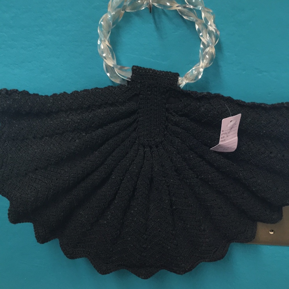 Black vintage fan purse